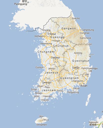 Carte Corée du Sud