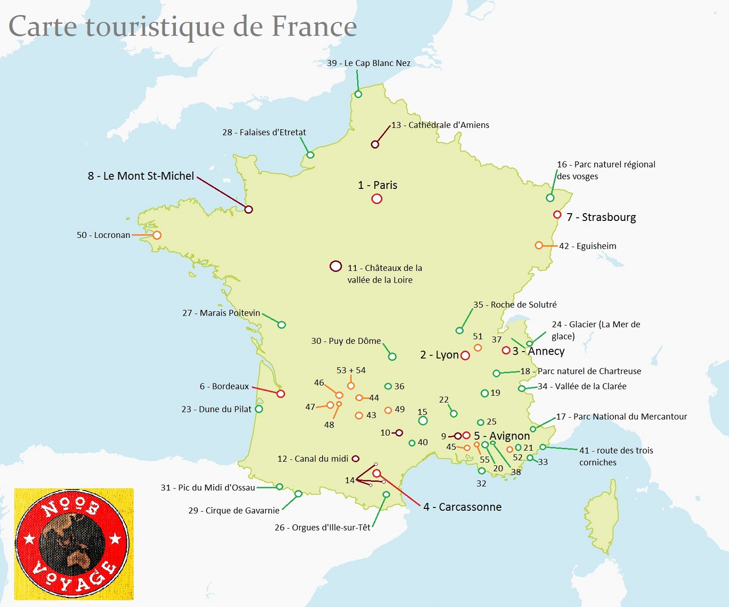 carte de la france détaillée touristique